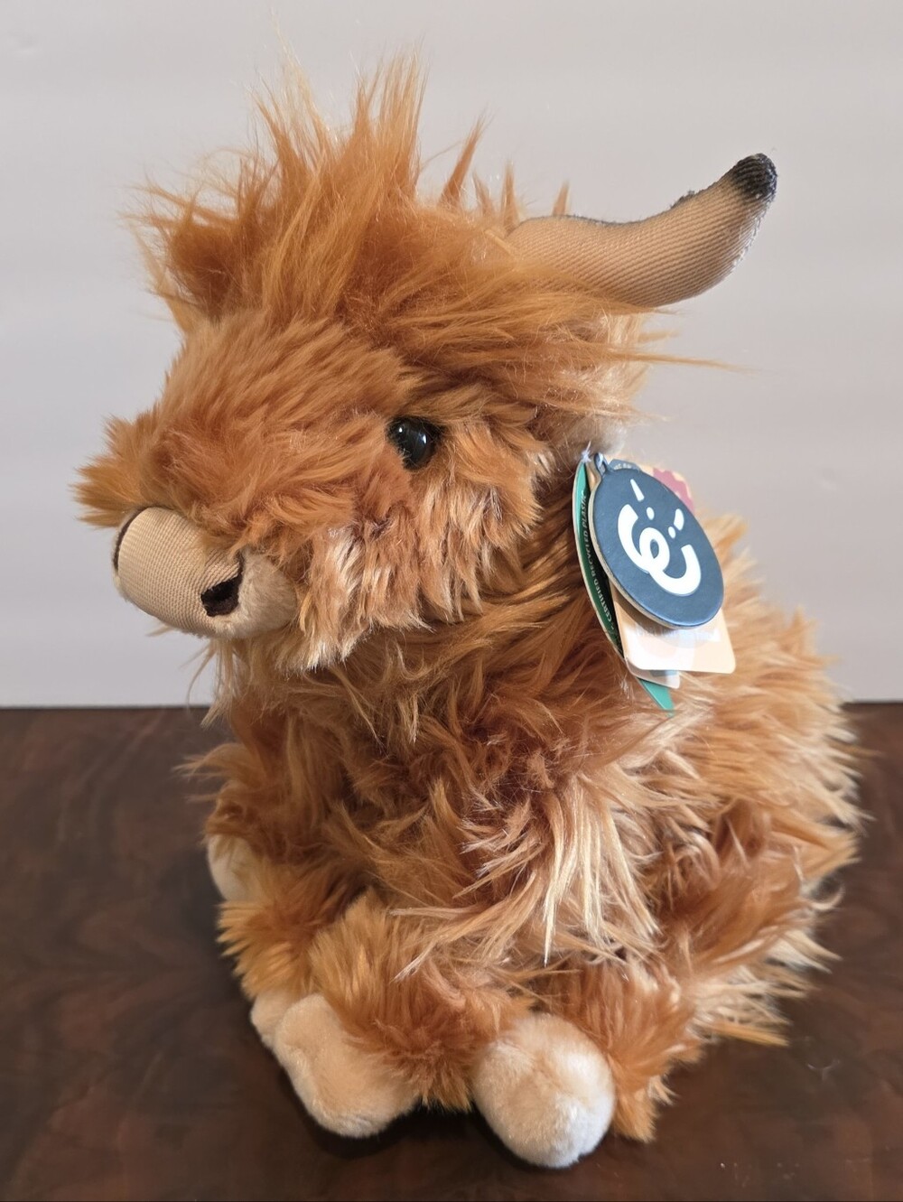 Living Nature Highland Cow Plush 8.5" Stuffed Animal with Sound NWT